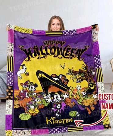 Custom Name Halloween Blanket – Spooky Mickey & Friends Design – Perfect Gift!