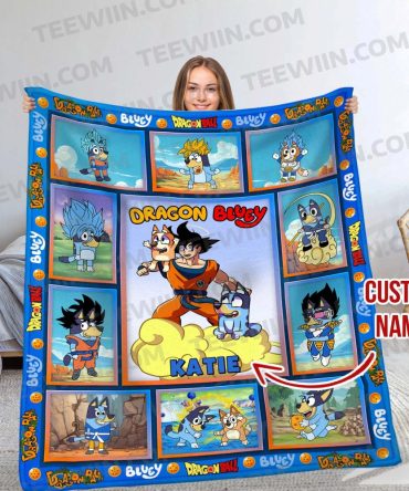 Custom Dragon Bluey Blanket - Personalized Name Gift For Kids & Fans