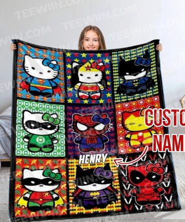 Custom Name Superhero Cat Blanket – Soft, Cozy Personalized Gift For Kids & Adults
