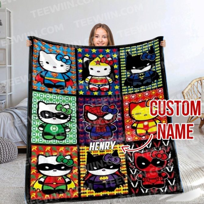 Custom Name Superhero Cat Blanket – Soft, Cozy Personalized Gift For Kids & Adults