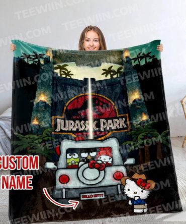 Custom Name Jurassic Park Blanket With Cute Cartoon Design - Perfect Gift For Fans!