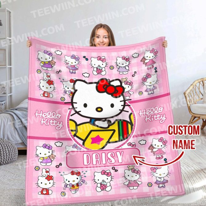 Custom Name Hello Kitty Blanket – Soft, Personalized Gift For Kids & Fans