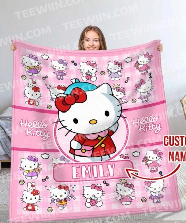 Custom Hello Kitty Blanket With Personalized Name – Perfect Gift For Kids & Fans!