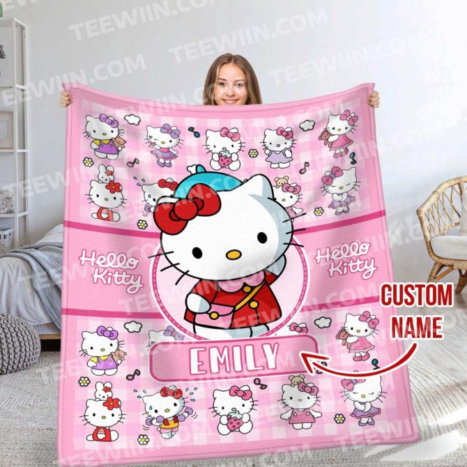 Custom Hello Kitty Blanket With Personalized Name – Perfect Gift For Kids & Fans!