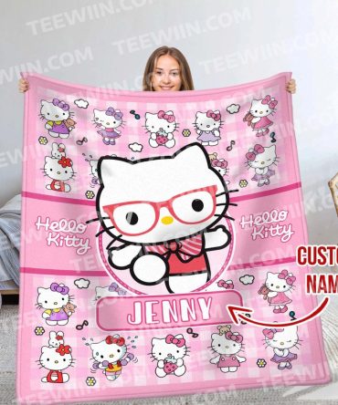 Cozy Hello Kitty Blanket With Custom Name – Perfect Gift For Fans!