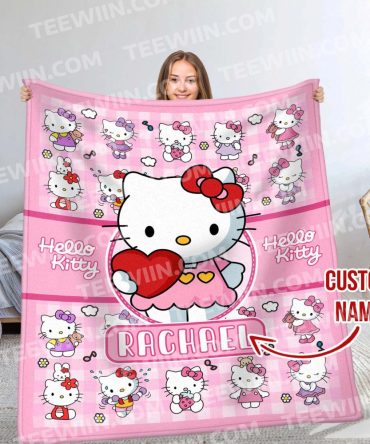 Custom Hello Kitty Blanket - Personalized Name Gift For Kids & Fans