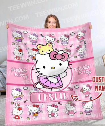 Personalized Hello Kitty Blanket - Custom Name Gift, Soft And Cozy For Kids & Fans