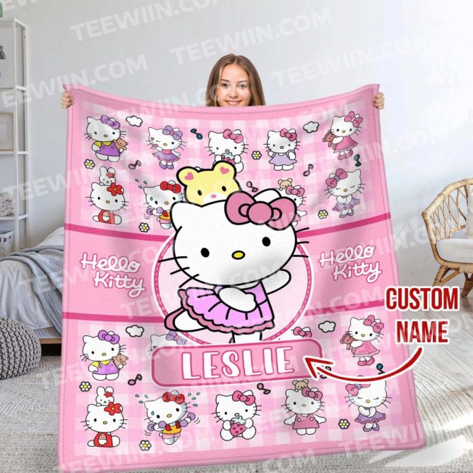Personalized Hello Kitty Blanket - Custom Name Gift, Soft And Cozy For Kids & Fans
