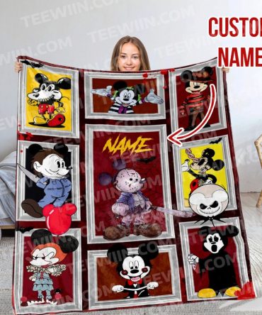 Custom Name Halloween Cartoon Character Blanket – Personalized Cozy Gift For Kids & Adults