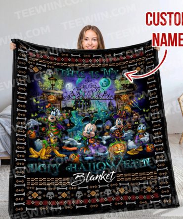 Custom Name Halloween Blanket – Cozy Disney Magic With Mickey & Friends Design