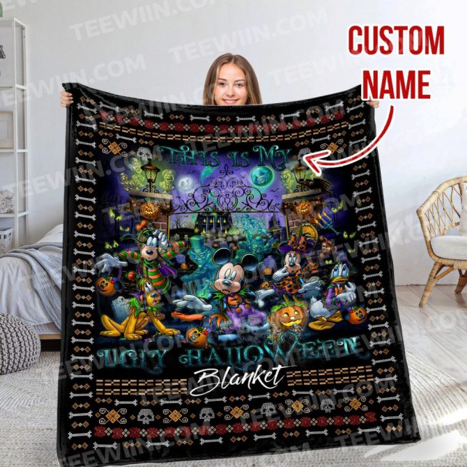 Custom Name Halloween Blanket – Cozy Disney Magic With Mickey & Friends Design
