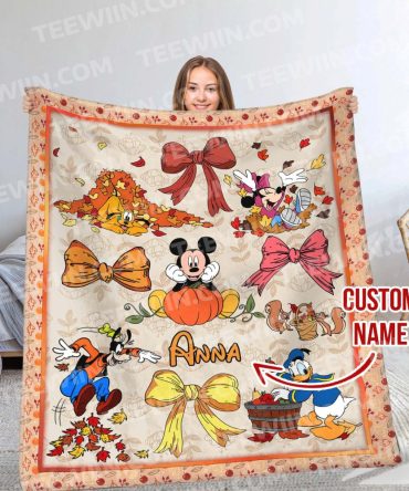Cozy Custom Name Blanket With Iconic Cartoon Characters – Perfect Gift For Kids & Fans!