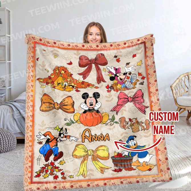 Cozy Custom Name Blanket With Iconic Cartoon Characters – Perfect Gift For Kids & Fans!