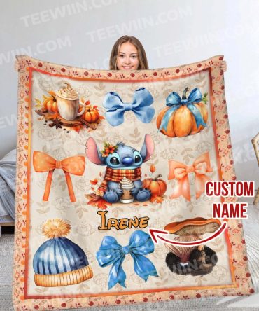 Cozy Custom Name Blanket - Cute Character & Autumn Design, Perfect Gift!