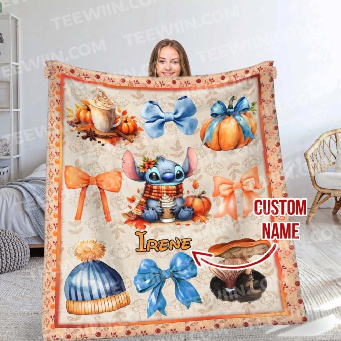 Cozy Custom Name Blanket - Cute Character & Autumn Design, Perfect Gift!