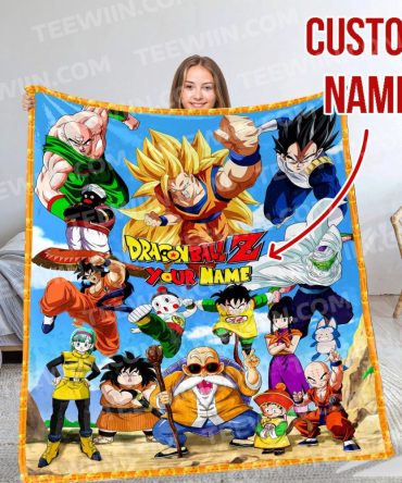 Customizable Dragon Ball Z Fleece Blanket - Add Your Name - Perfect Gift For Fans!