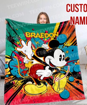 Personalized Mickey Mouse Blanket, Disney Blanket, Custom Blanket, Birthday Gifts, Custom Name Blanket
