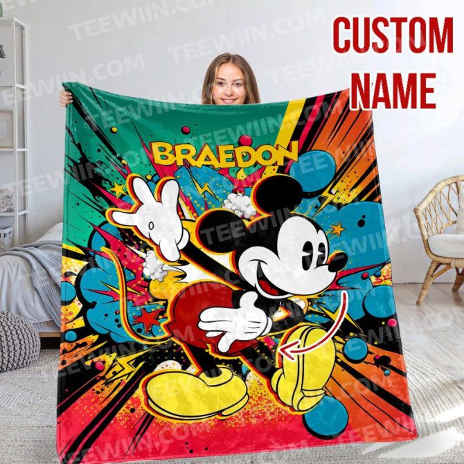 Personalized Mickey Mouse Blanket, Disney Blanket, Custom Blanket, Birthday Gifts, Custom Name Blanket