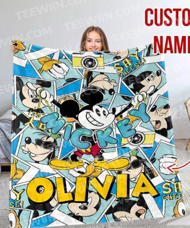 Personalized Mickey Mouse Blanket - Custom Name Gift For Kids & Fans