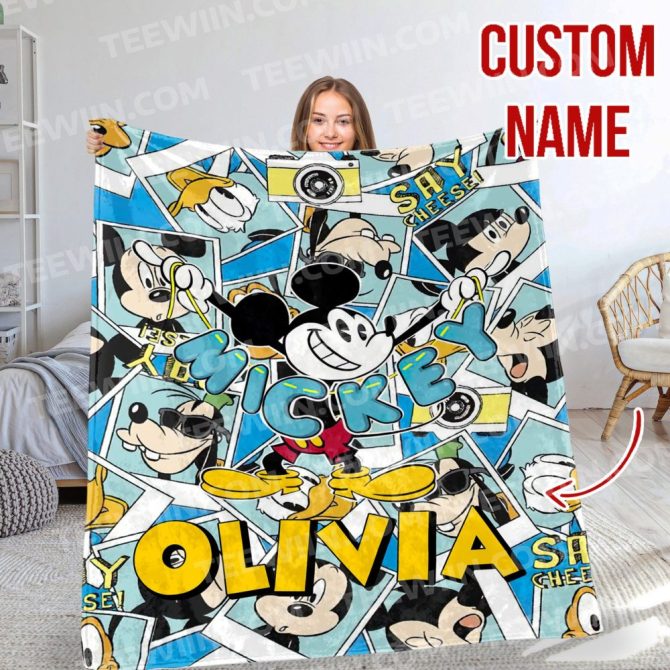 Personalized Mickey Mouse Blanket - Custom Name Gift For Kids & Fans
