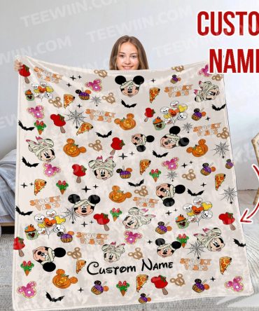 Custom Name Halloween Blanket – Cozy Spooky Vibes With Cute Cartoon Characters