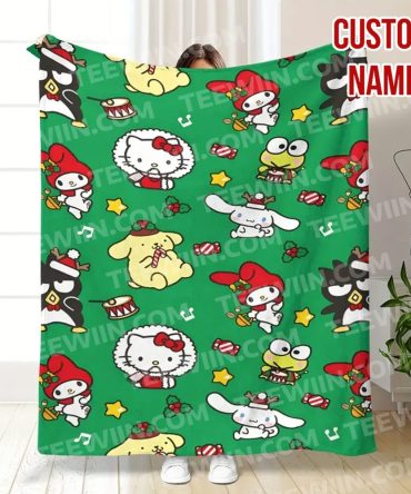 Cozy Custom Name Blanket With Cute Cartoon Characters - Personalized Gift!
