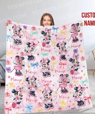 Personalized Minnie Mouse Blanket – Custom Name, Soft & Cozy Kids' Gift