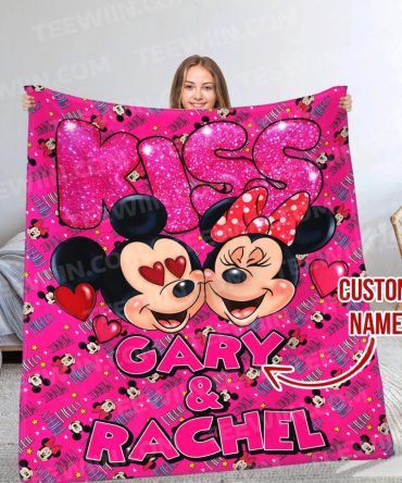 Custom Name Disney Love Blanket - Personalized Mickey & Minnie Gift For Couples