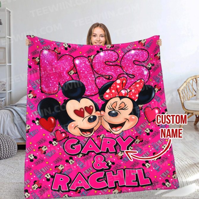 Custom Name Disney Love Blanket - Personalized Mickey & Minnie Gift For Couples