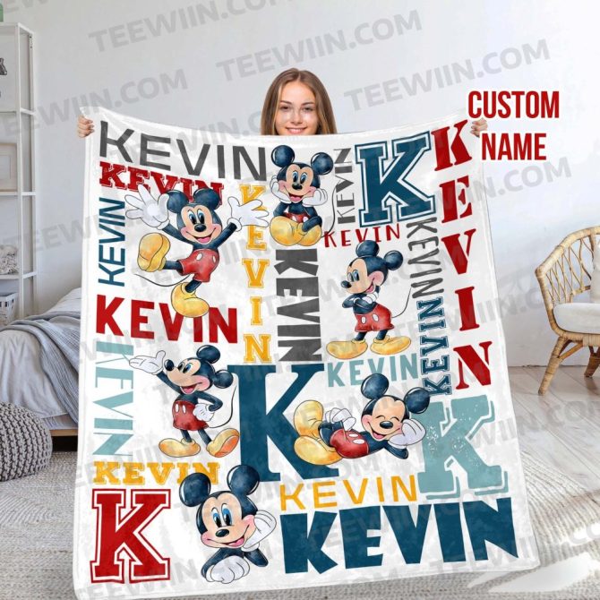 Custom Name Mickey Mouse Blanket – Personalized Gift For Kids & Disney Fans