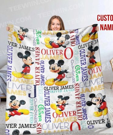 Custom Name Disney Mickey Mouse Blanket - Personalized Kids Gift, Cozy & Colorful