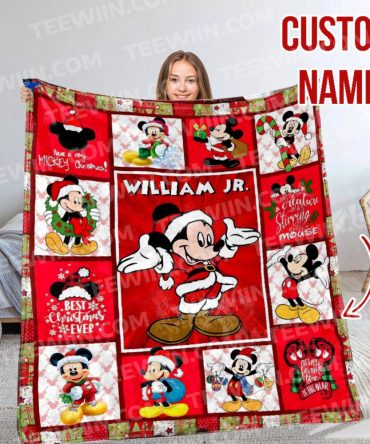Custom Name Mickey Christmas Blanket - Cozy Holiday Gift For Kids & Disney Fans