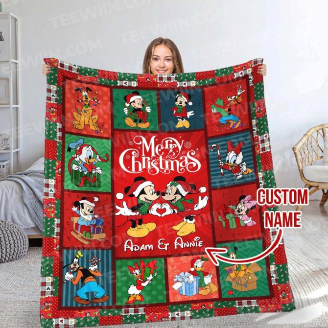 Personalized Disney Christmas Blanket - Custom Name, Cozy Holiday Gift!