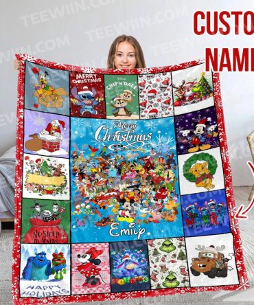 Custom Disney Christmas Blanket - Personalized Name, Cozy Holiday Gift For Kids & Adults