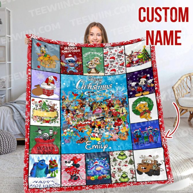 Custom Disney Christmas Blanket - Personalized Name, Cozy Holiday Gift For Kids & Adults