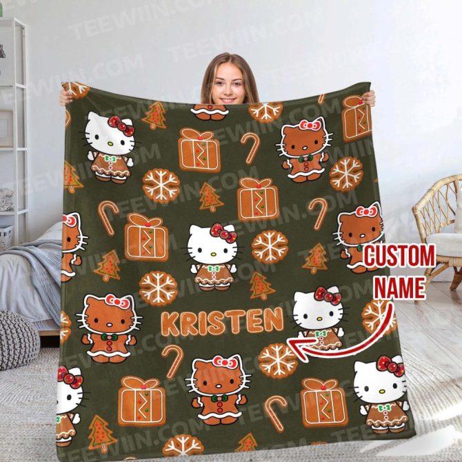 Cozy Custom Name Hello Kitty Blanket – Perfect Holiday Gift!