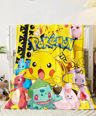 Cozy Pokémon Fleece Blanket - Pikachu & Friends Design For Kids & Fans , Soft & Warm