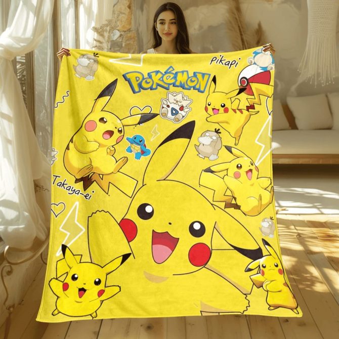 Cozy Pikachu Fleece Blanket - Vibrant Pokémon Design For Kids & Fans - Soft & Warm Throw