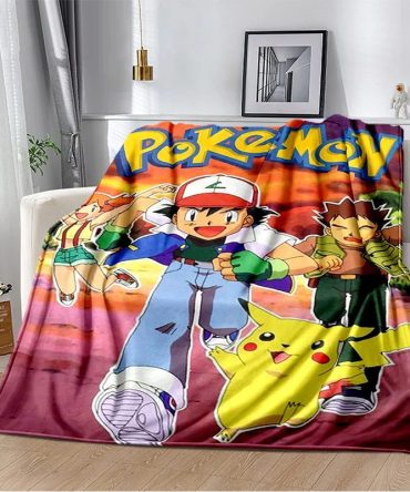 Cozy Pokémon Fleece Blanket With Ash & Pikachu Design - Perfect For Fans!