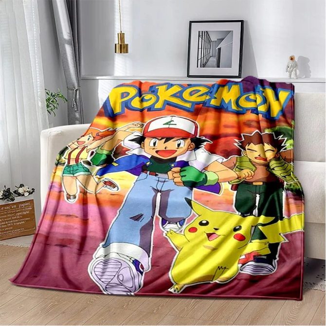 Cozy Pokémon Fleece Blanket With Ash & Pikachu Design - Perfect For Fans!
