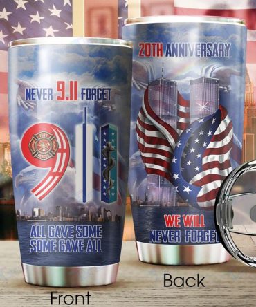 20Th Anniversary 9/11 Tribute Tumbler - Never Forget Patriotic Design, Insulated Travel Mug
