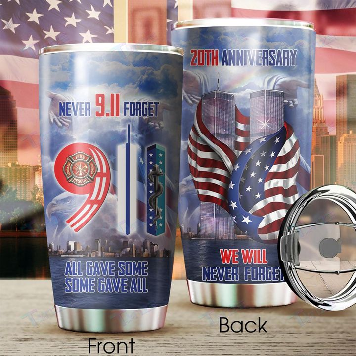 20Th Anniversary 9/11 Tribute Tumbler - Never Forget Patriotic Design, Insulated Travel Mug