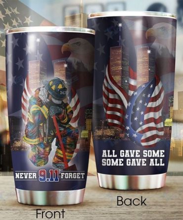 Patriotic 9/11 Tribute Tumbler – Honor Heroes With American Flag Design