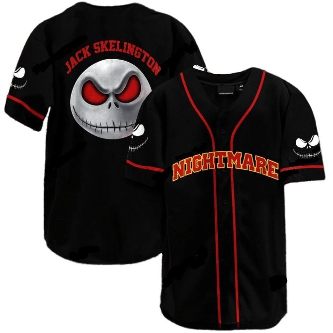 Jack Skellington Nightmare Baseball Jersey - Halloween Themed Sports Shirt