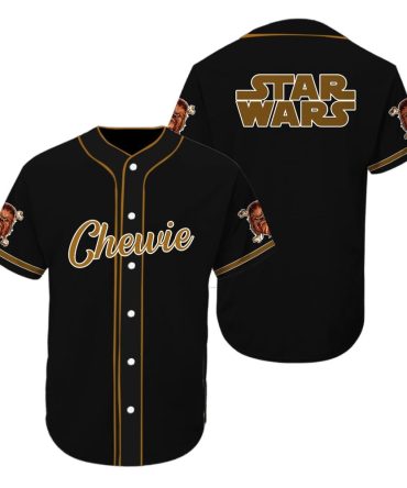 Chewie Baseball Jersey - Star Wars Fan Apparel - Stylish Black & Gold Design