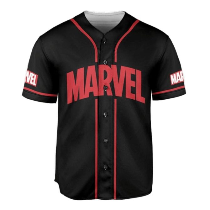 Marvel Black & Red Baseball Jersey - Stylish Fan Apparel For Comic Lovers