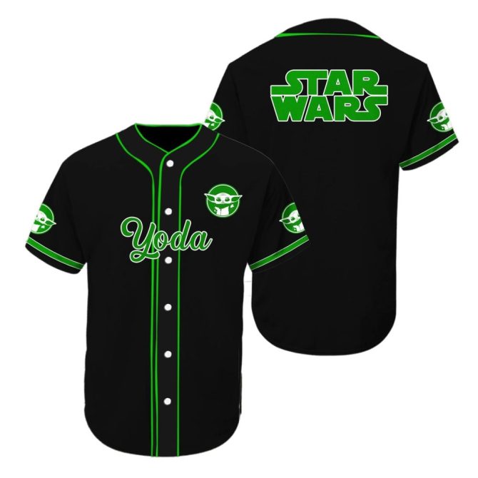 Star Wars Yoda Baseball Jersey – Iconic Black & Green Design, Perfect For Fans!