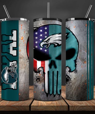 Philadelphia Eagles Skull Tumbler - 20Oz Stainless Steel Insulated Cup With Straw - Perfect Gift For Fans