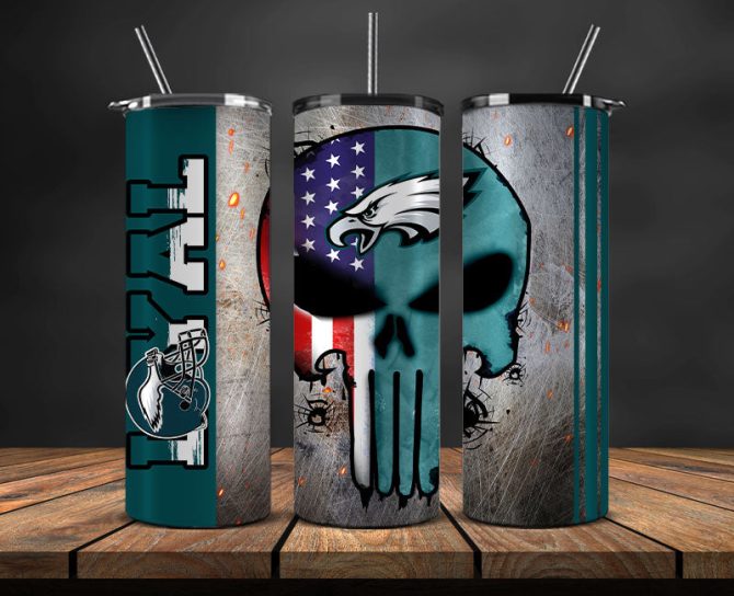 Philadelphia Eagles Skull Tumbler - 20Oz Stainless Steel Insulated Cup With Straw - Perfect Gift For Fans