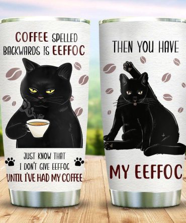 Funny Cat Coffee Tumbler - 'Eeffoc' Reversible Design For Coffee Lovers